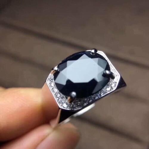Free shipping Natural Sapphire Ring 925 sterling silver Wholesales Fine jewelry Natural Sapphire Man Ring 10*12mm