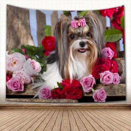 Nice Terrier Dog Tapestry Colorful Psychedelic Decorative Carpet Wall Fabric For Living Room Bedroom Tapestries Accessories