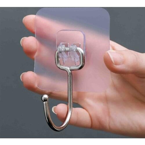 5Pcs/10Pcs Versatile Practical Hooks Adhesive Hooks Transparent Design Waterproof Wall Towel Hanger Holder For Bathroom