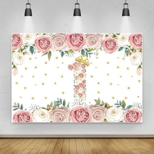 Laeacco Spring Blooms Flowers 1st Princess Birthday Party Decor Poster Banners Customized Photo Backdrop Photography Background