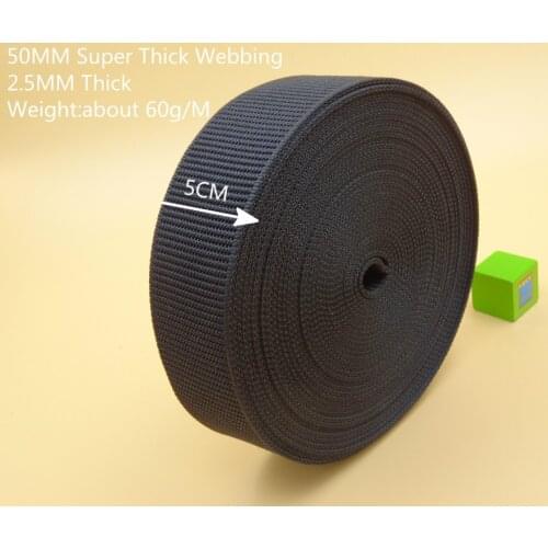 5cm 2" width PP webbing for bags luggages belt 2meters computer bag belt 2.4mm thickened strap black band diy accessories