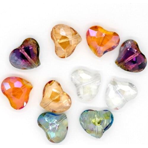 HOT! KoMee 20pcs Multicolor Heart Crystal Glass Faceted Dangling Beads For Jewelry Making 19x16mm European Style DIY Findings