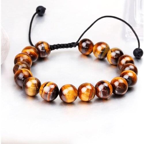 Minimalist 10MMTiger Eyes Beaded Bracelet Men Charm Natural Stone Braslet For Man Handmade Casual Jewelry Pulseras
