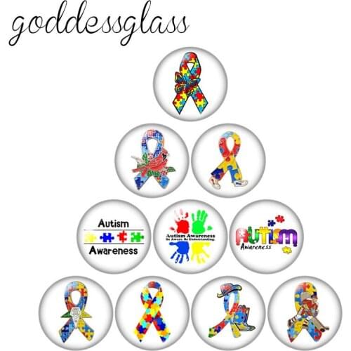 Fashion Fight Cancer Pink ribbon 10pcs 12mm/18mm/20mm/25mm Round photo glass cabochon demo flat back Making findings ZB0495