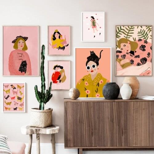 Fashion Glasses Girl Lover Animals Wall Art Canvas Painting Nordic Posters And Prints Wall Pictures For Girl Room Bedroom Decor