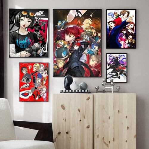 Prints Paintings Modular Persona 5 Anime Japan Fight Boy Pictures Canvas Wall Art Home Decor Modern Bedside Background Poster