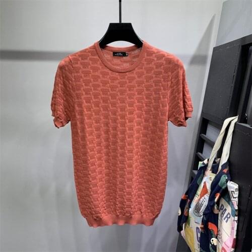 2021 Summer Fashion New Men T-Shirts Male Solid Color Short Sleeve Top Tees Men Hollow Out Round Collar Plus Size Tee Shirt B14