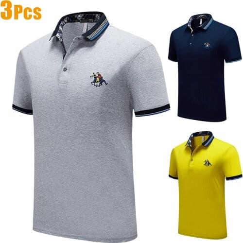 3Pcs/Lot Men 2020 Summer New Classic Business Casual Cotton Polo Shirts Men Fashion Embroidery Short Sleeve Tops Tees Polo Men