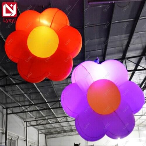 Inflatable Hanging Flower with Led Light Replica for Night Club Bar Display Event