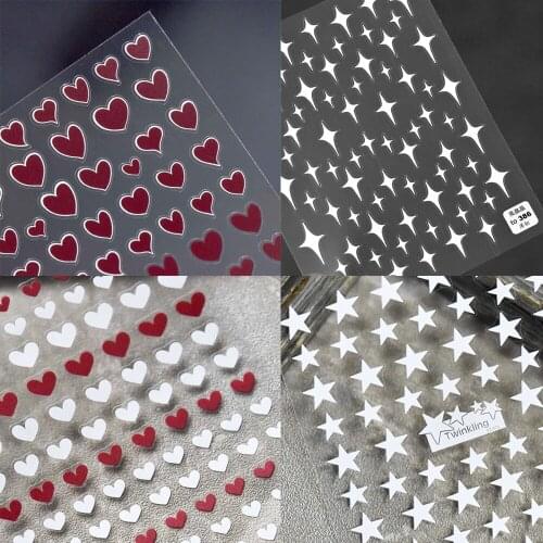 Love Nail Art Sticker Wine Red Heart White Star 3d With Adhesive Imported from Japan Does Not Fade Nail Art Transfer Sticker