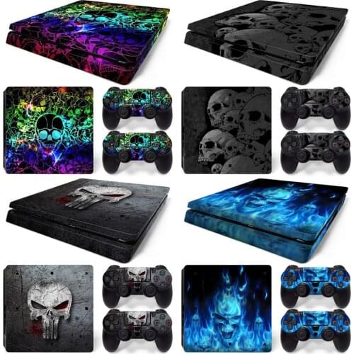 Skull design PVC Skin Sticker for PS4 slim Console and Controllers stickers For ps4 slim skin sticker