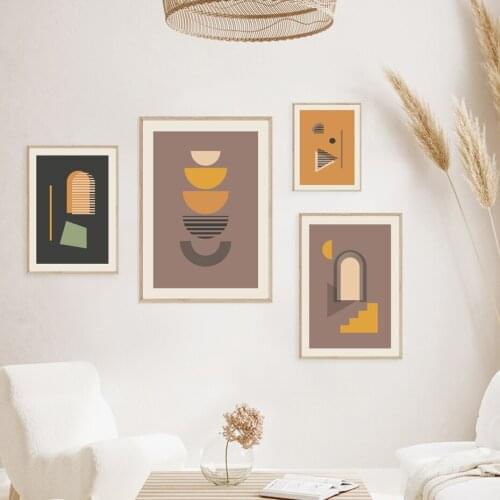 Morandi Bohemia Style Wall Art Prints Abstract Geometry Canvas Painting Printed Posters and Pictures for Living Room Home Decor