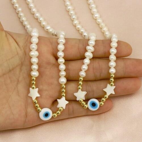 3 Pcs Eyes Star Bead Freshwater Pearls Strand Necklace Strand Necklace Eyes Charms Jewelry Necklace Gift 90018