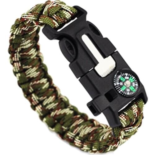 Paracord Rope 550 Camping Survival Kit Tools Paracord Braided Rope Parachute Wristband Rescue Bracelet Whistle Compass