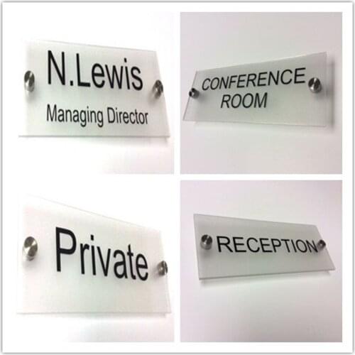 PERSONALISED OFFICE DOOR SIGN PLAQUE - WALL GATE NAME WITH STANDOFFS - 200x70