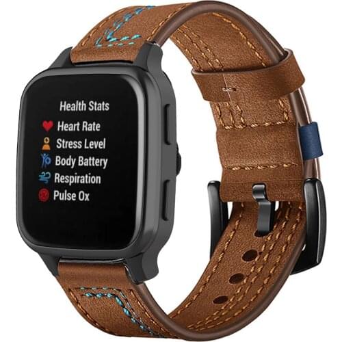 22 20mm High quality Leather Strap For Garmin Venu Sq 2 2S Wristband for Garmin Vivoactive 3 4 & Move 3 Bracelet Watchbands