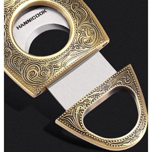 Cigar Cutter Stainless Steel Bronze Cigar Tool Double Guillotine Cutter Blades Scissors Suitable for Most Cigars Accessories