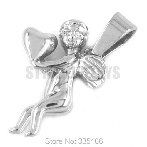 Silver Love Wing Angel Pendant Stainless Steel Jewelry Fashion Gift Pendant Biker Women Girls Pendant Wholesale SWP0295A