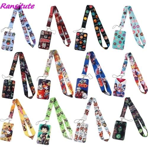 Ransitute R1653 Horror Movie Killers Anime Cat Donuts Lanyard For Keys ID Card Gym Phone Straps USB Badge Holder DIY Hang Rope