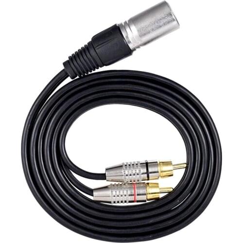1 XLR Male to 2 RCA Male Plug Stereo Audio Cable Connector Y Splitter Cord for Microphone Mixing Console Amplifier(1.5M)