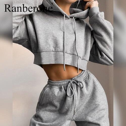 Womens Tracksuit Wives Outfits Two Piece Set Oversized Hoodie Female Sweatshirt Pocket Loose Sweatpants Casual Activity Fitness