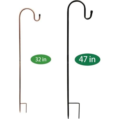 H58B 32in/47in Outdoor Adjustable Shepherd Hook Metal Hook Plant Hangers with Rust Resistant Coating Multipurpose Garden