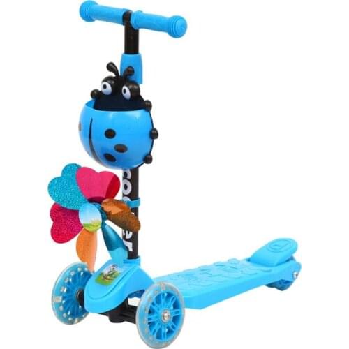 Windmill Ladybug Scooter Foldable and Adjustable Height Lean to Steer 3 Wheel Scooters for Toddler Kids Boys Girls Age 3-8