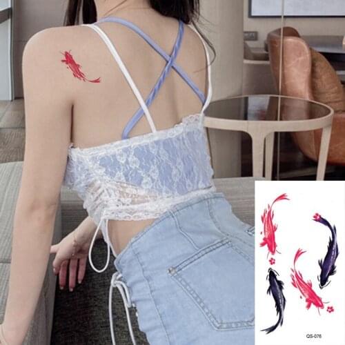 Waterproof Temporary Tattoo Sticker Carp Gloden Fish fake Tattoo Geometric Animal Flash Tattoo Hand Back Foot for Girl Women Men