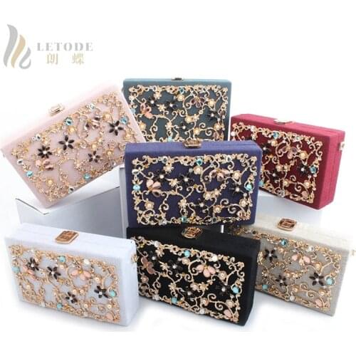 European And American Women Totes Lady Elegant Metal Flowers Shoulder Bag Wallet Evening Clutch Bridal Purse Bag Wedding Party