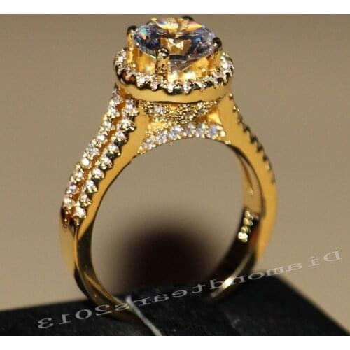 Size 5-11 Wholesale Professional Jewelry 925 sterling silver White AAA CZ Simulated stones Wedding gold Rings for Women gift