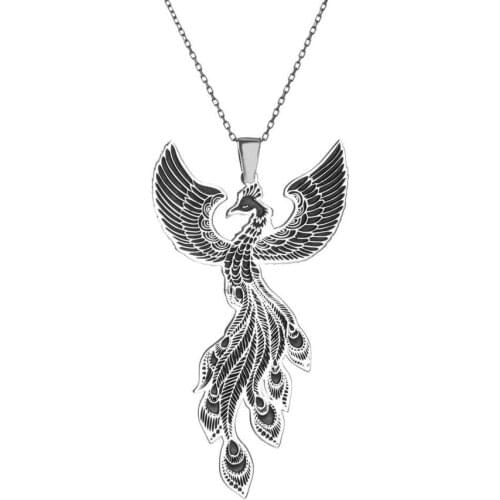 Womens Phoenix Animal Necklace Women Silver Accessory Solid 925 Sterling Silver Made in Turkey Women For Gifts