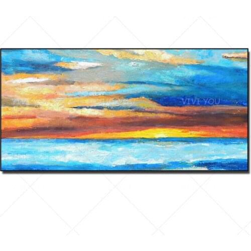 100% Handmade Setting Sun Oil Painting Canvas Art Paint For Bedroom Decor Wall Art Pictures For Living Room Unframed