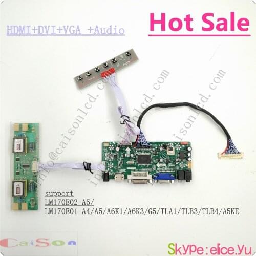 17 inch lcd Driver Board full kits support DVI/VGA/AUDIO for LM170E02-A5/LM170E01-A4/A5/A6K1/A6K3/G5/TLA1/TLB3/TLB4/A5KE