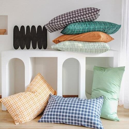 2pcs Plaid Pillow Covers Pillowcase Homestay Simple Style Cotton Pillow Case for Student Dormitory Home Decor