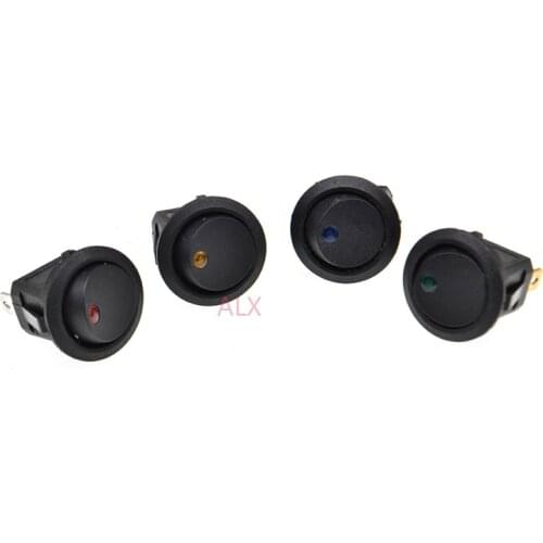 5PCS 3PIN RED black green blue ROUND Push Button rocker Switch ON/OFF power switches 20A/12V Car Lights Modified Cats Eye