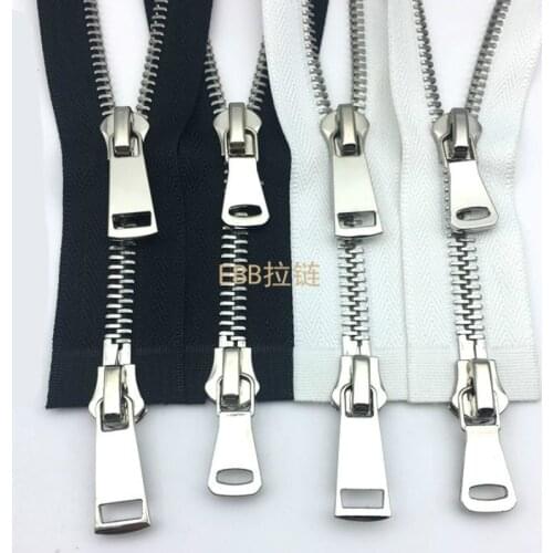 8# Long Metal Zipper Black White Double-End 2-Way Fastener Garment Jackets Sewing Accessories