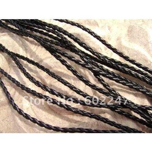 Free shipping Black Woven PU Black Leather Cord Necklace With Lobster clasps and Extended Chain, 50pcs/lot