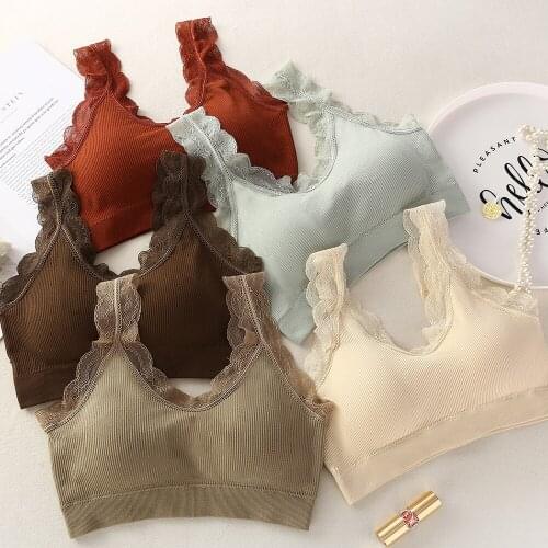 Push Up Shockproof Bra for Femal Without Underwire Lace Sports Bras Women Sexy Casual Full Cup Bralette Dormir Tops