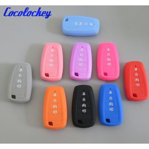 Cocolockey Silicone Car Key Cover Fob Case for Ford 2017 Mondeo Mustang Raptor F150 Smart Keyless Enter 4 Button Car Styling