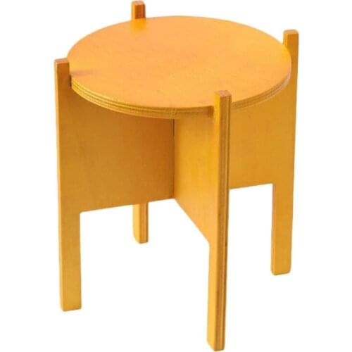 Wooden Flower Pot Holder Plant Stand Flower Pot Holder Set Plant Shelf For Indoor And Outdoor Decorations (Yellow)