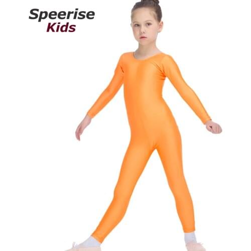 Speerise Kids Costume Ballet Leotards For Girls Lycra Unitard Artistic Gymnastics Bodysuit Dance Wear Long Sleeve Biketard Boys