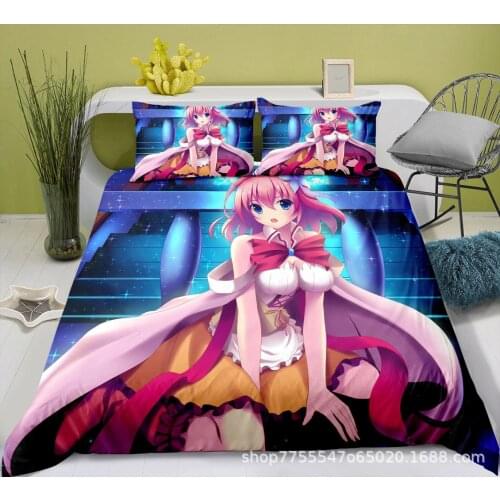 Anime Girls Comforter Bedding Sets Cartoon Duvet Cover Set Kids Quilt Cover Pillowcase 2/3 Pieces Kawaii Bedroom Decoration
