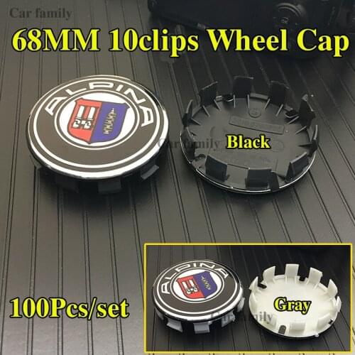 For BMW Auto Wheels HubCaps Centre 68mm 10Clips ABS Logo Emblem Label 100pcs Car-styling Car Wheel Center Hub caps Rims Caps