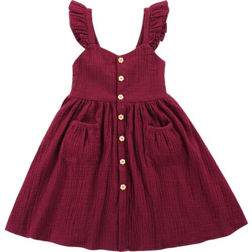 Flofallzique Baby Girl Dress With Two Pockets Petal Cuff Buttons Decoration Sweet Fashion Party Wedding Kids Clothes