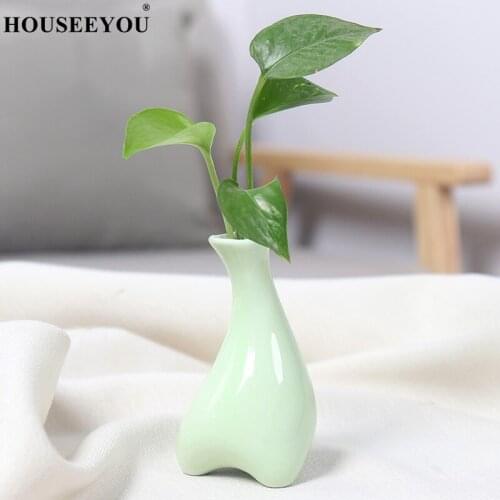 Nordic Smooth Ceramic Mini Flower Pot Cute Candy Color Vase Wedding Home Office Decor Ornaments Desktop Hydroponic Container
