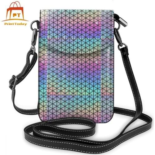 Geometric Holographic Shoulder Bag Geometric Holographic Leather Bag Mini Print Women Bags Shopping Purse