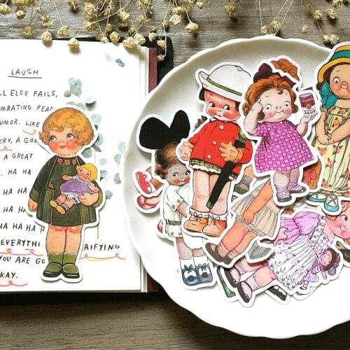 19 pcs Doll stickers Decorative Sticker Collection for Scrapbooking, Calendars, Arts, Kids DIY Crafts, Album, Bullet Journals
