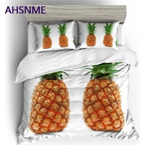 AHSNME High Definition 3D Pattern Two Pineapple Cover Set Polyester Bedding Set Super King Queen Full Twin Size Bed Set