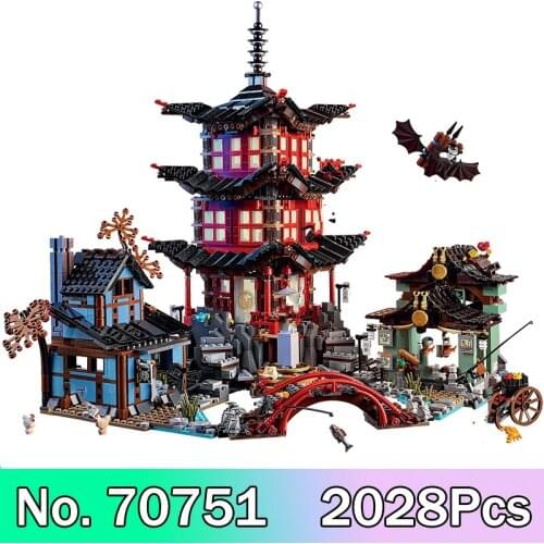 Compatible 06022 70751 2028 PCS Big Movie Series Building Blocks Ninja Temple of Airjitzu Bricks With LED Sets Toys Gifts
