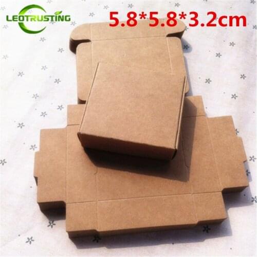Leotrusting 50pcs 5.8*5.8*3.2cm Brown Kraft Paper Box Natural Kraft Paper Gift Packaging Box Handmade Soap Paper Cardboard Box